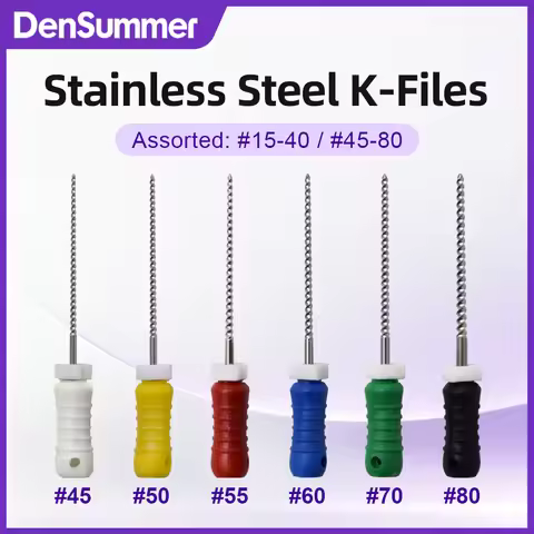 1 Box DenSummer High Quality Dental Endo File #15-40 #45-80 21/25mm K Files Stainless Steel Material