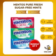 [Bundle of 9] Mentos Pure Fresh Sugar-Free Mints Candy 35g - Peppermint / Strawberry Mint / Spearmin