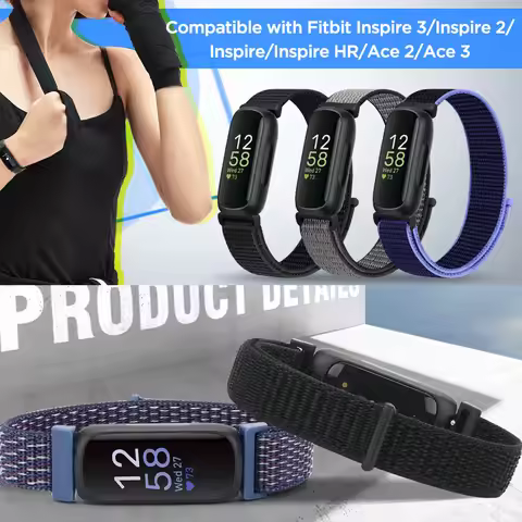 Adjustable Nylon Loop Band For Fitbit Inspire 3/Inspire 2/Inspire/Inspire HR/Ace 3/Ace 2 Breathable 