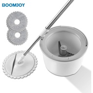 BOOMJOY M8 Hands Free cleaning mop bucket 360 spin mop，2*Mop pad