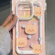 Phone Phone Case Suitable for iPhone 7 8 Plus x xs xr xsmax 11 12 13 14 15 Pro max ins Small Fresh Polka Dot Bear Transparent Soft Case All-Inclusive Shock-resistant Mobile Phone Protective Case Shell G7KE