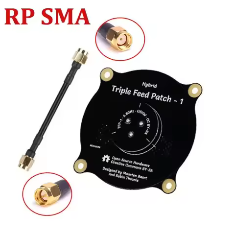 5.8GHz Triple Feed Patch Antenna, Directional High Gain SMA/RP-SMA for FPV Goggles Fatshark HD Zero,