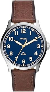 Fossil Dayliner Men's Watch with Slim Case and Genuine Leather Band