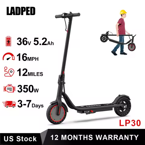 LADPED LP30 Electric Scooter 19mph Max Speed Foldable E-Scooter 12miles Max Range Christmas Gift for