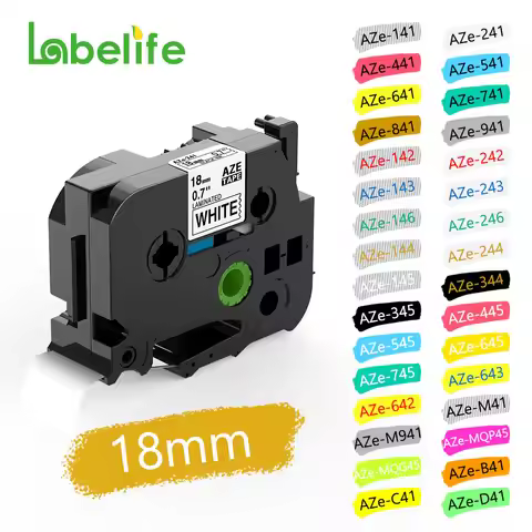 18mm Label Tape TZe-241 Compatible for Brother P Touch TZe Tape 18mm 0.7 Laminated White for Brother