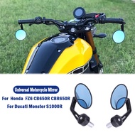 Universal Motorcycle Bar End Mirrors Cafe Racer Side Rear View Mirror For Honda FZ6 CB650r CBR650r