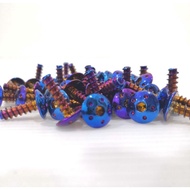 [1 BIJI] Body Coverset Screw Skru M5*15 Titanium Blue Gold