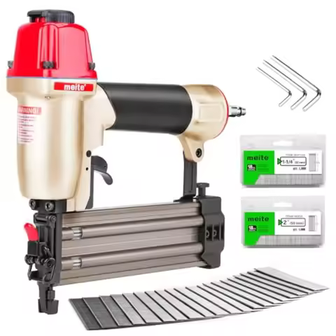 Pneumatic Brad Nailer with 2000pcs Nails (1-1/4", 2"), Air 18 Gauge Brad Nailer Small Finish Nail Gu