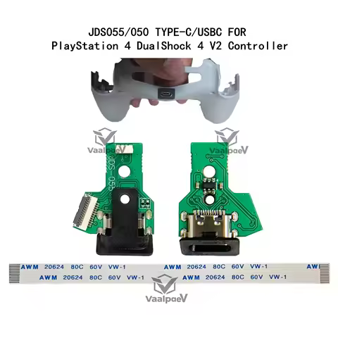 For PS4 DualShock 4 V2 Controller JDS 055/050 DIY USB Micro-B to Type C Fast charging PCB port