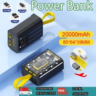 [SG]Power Bank 20000 mAh Mini Powerbank Fast Charging Large-Capacity PowerBank Portable Battery Charger Built-in 3 Cable