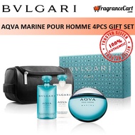 Bvlgari AQVA Marine Pour Homme 4 Pcs Gift Set for Men GiftSet Bulgari Aqua Acqua [Brand New 100% Authentic Perfume]