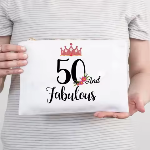 50 & Fabulous Crown Makeup travel bag mom friend Aunt sister 50th 50 years old fifty Birthday Party 