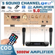 5000W Home Amplifier HiFi Stereo  Bluetooth 5.0 Amplifier System 5 Channel Power Amplifier with Subw