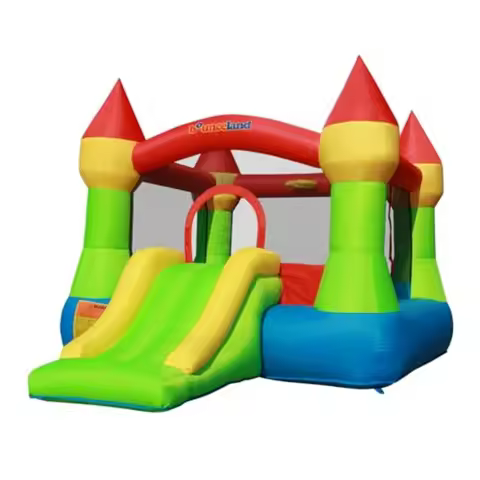 Inflatable Bounce House Castle with Basketball Hoop 12 ft x 9 ft x 7 ft H Blue Safety Slide with UL 