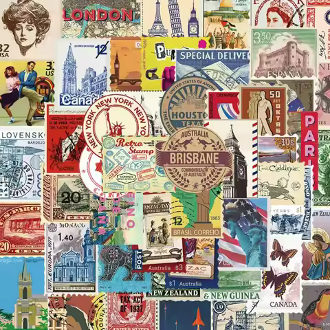 50PCS Travel Around The World Scenery Series Stickers DIY Decoration For Junk Journal Scrapbooking S