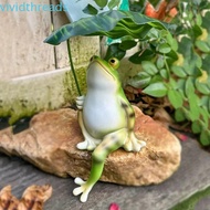 VIVIDTHREADS Garden Frog Statue, 3D Resin Frog Figurine, Small Creative Landscape Decoration with Le