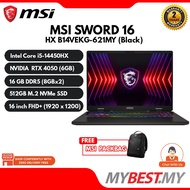 MSI Sword 16 HX AI B14VEKG-621MY Gaming Laptop (i5-14450HX/16GB/512GB/16IPS FHD+ 144Hz/RTX 4050 6GB/