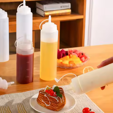 1pc salad ketchup squeeze bottle, kitchen seasoning bottle pointed mouth squeeze sauce seasoning bot
