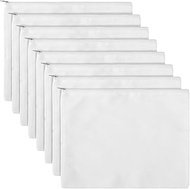 8 Pack Blank Canvas Makeup Bag, White 12 x 9 Inch Zipper Pouch Multipurpose Cosmetic Bag for DIY, Tr