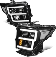 DNA MOTORING HL-LB2-NT16-BK-AM Pair of E-Style LED DRL Projector Headlights Compatible with 17-22 Ti