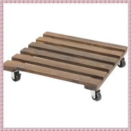 (MYRG) Flower Pot Tray Potted Plant Stand Rack Bonsai Round Wheel Flower Pot Wooden Stand