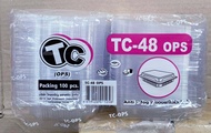 กล่องใส TC - 48 (OPS) ไม่เป็นไอน้ำ แพคละ 100 ใบ ยี่ห้อTC