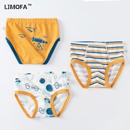 LJMOFA 3pcs/box 1-12Y Boy Baby Kids Underwear Pure Cotton Safety Briefs Cartoon Space Boys Underwear