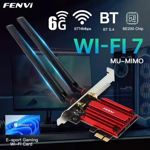 FENVI Wi-Fi 7 FV-BE200 PCI-E Adapter 8774Mbps BE200NGW BT5.4 Tri Band 2.4G/5G/6GHz Desktop Wireless