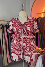 C16 รุ่นใหม่ชุดเซตช้างเสื้อรูดหน้า+กางเกงขาสั้ัน อก30-44 เอว 30-50 ยาว16"-สาวอวบสาวพลัสไซส์