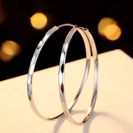Sterling Silver All-Match Big Hoop Earrings Round Hoop Big Earrings Female Ring 2024 Trendy Circle E