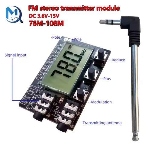 Digital LCD 2 channel FM stereo transmitter board wireless audio transmission fm 78MHz to 108MHz mod
