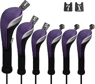 Andux 6pcs/Set Golf Club Head Covers Long Neck (3pcs Hybrid Covers + 3pcs Wood Covers)