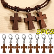 5/3/2Pcs Wooden Cross Pendant - for Bracelet Necklace Keychain Making - Crafts DIY Supplies - Handhe