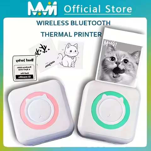 Mini Portabl Printer Inkless Sticker Maker, Free Cut Small Pocket Printer, Portable Thermal Printer 