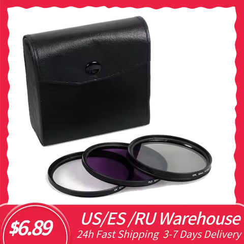 Lightdow UV+CPL+FLD Camera Filter Set 49 52 55 58 62 67 72 77 82mm Lens Filter Set with Bag for Niko