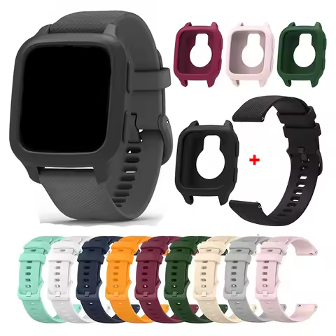 Silicone Strap+Case For Garmin Venu SQ2 Replacement Watch Band for Garmin Venu 2 Plus/Vivoactive 5 6