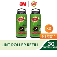 3M Scotch Brite General Purpose Lint Roller Refill, 30/Pack, 10cm x 4.6m, Lint, Pet Hair, Dust, Clothes ( Bundle of 2 )