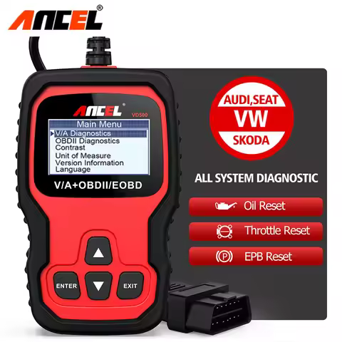 ANCEL VD500 OBD2 Scanner for Volkswagen VW Audi Skoda Seat Check Engine Light EPB ABS SRS Code Reade