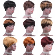 100% Human Hair Wig Pixie Cut Wigs Full Machine Wig Short Hair Wig Cheap Human Hair Wigs For Woman