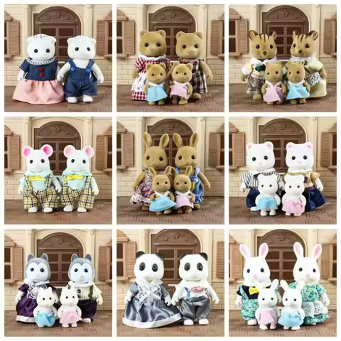 1:12 Simulation Forest Family Reindeer Panda Animal Dollhouse Figures Miniature Sylvanian Families A