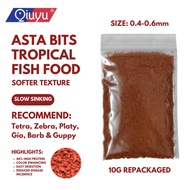 Repackaged 10g Qiuyu Asta Bits Tropical Fish Food For Tetra, Zebra, Platy, Gio, Barb & Guppy