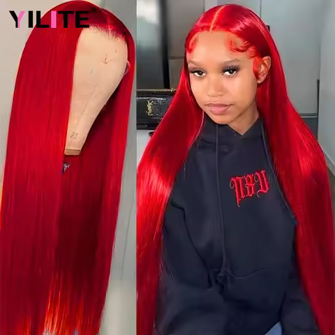 Red HD Lace Front Wig Straight Lace Frontal Wig 100% Brazilian 99J Colored Human Hair Glueless Wigs 