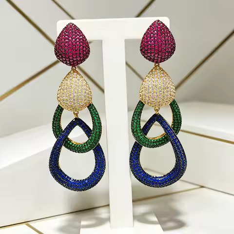 GODKI Night Club Pineapple Ball Earrings For Women Wedding Zircon Waterdrop Dubai Bridal Earrings Co