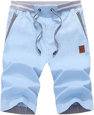 Mens Shorts Casual Classic Fit Summer Beach Shorts with Elastic Waist,Drawstring and Pockets (95-120