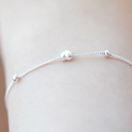 ALLEUN Silver 925 Silver Ball Heart Curve Chain Bracelet
