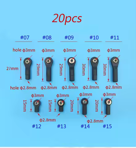 20Pcs M2/M3 Ball Joint 2/2.5/3mm Steering Rod Ball Ends Pull/Push Linkage Black Plastic Connector fo