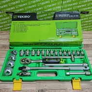 MATA Socket Wrench Set 24 Pcs Pvc Tekiro Hand Socket Bits 24Pcs Plastic Box 6pt 1/2inch Socket Wrenc