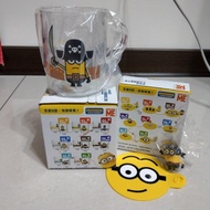 Minions 小小兵 玻璃杯 含杯蓋 杯墊