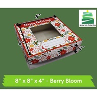 Spring Jade-Cake Christmas Xmas Cake Box Pastry Box 8” x 8” x 4′′ (20 pcs)| xMAS box 8X8X4
