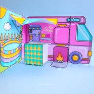 Little Girl's Camper Van Paper Dollhouse